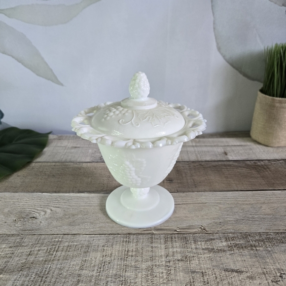 Other - ANTIQUE | Vintage Milk Glass Lace Edge Footed Candy Dish